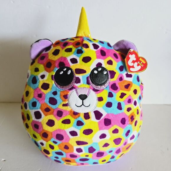 Rainbow Squish-A-Boos Plush Giselle TY Squishies Leopard 10 Inch May 12 Birthday - Picture 1 of 14